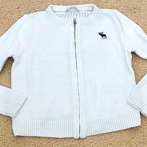 abercrombie kids Girl’s White zip Up Long Sleeve Sweater Cardigan Size XL
